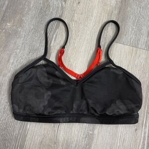 LULULEMON Seek the Heat Sports Bra Cage Back Heather Black / Inky Floral size 4